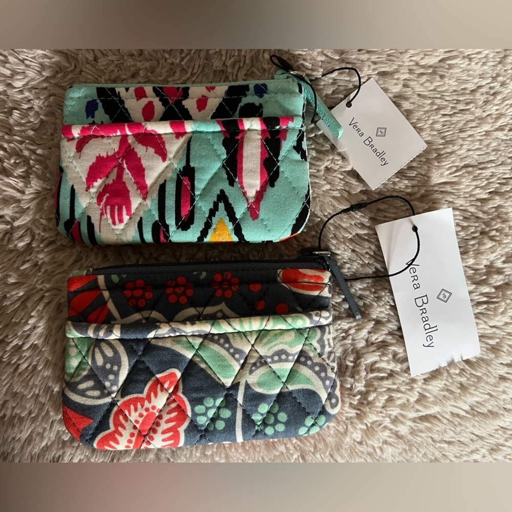 NWT Vera Bradley Nomadic Floral & Pueblo Zipper Coin Purse Quilted Fabric Wallet - Picture 2 of 9